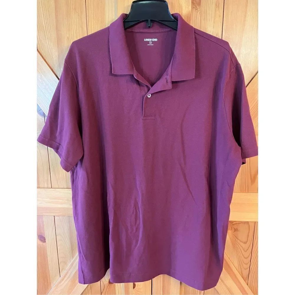 Lands End Golf Polo Shirt Mens 2XL XXL Burgundy (1961)
